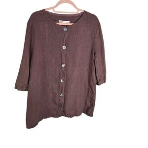 Vtg 90s Christy Allen Lagenlook Linen Button Up Shirt